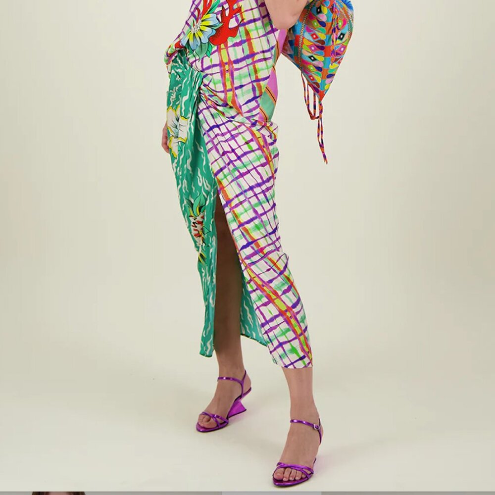 ME369 Luna Tie Front Skirt – Artisan Print | NWT | Size S